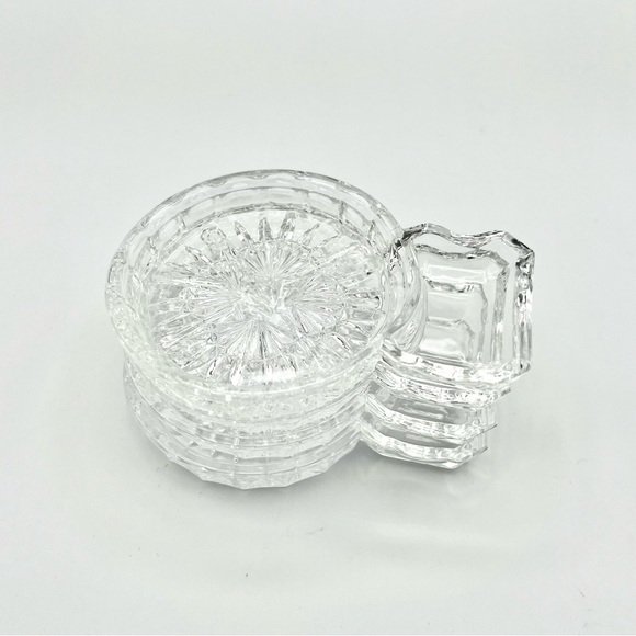 Godinger Freedom Coasters Spoon Rests Combo Clear Crystal Glass Set Of 4 Vintage - Picture 6 of 10